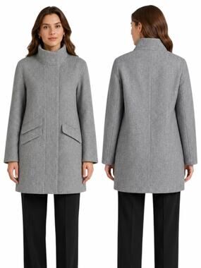 J. Crew Cocoon Coat in Italian Stadium Cloth Wool Blend Gray Size 2